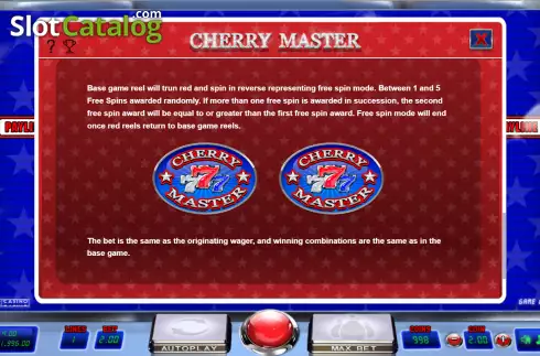 Free Spin feature screen. Cherry Master slot