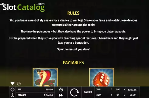 Paytable. Rattle Roll slot