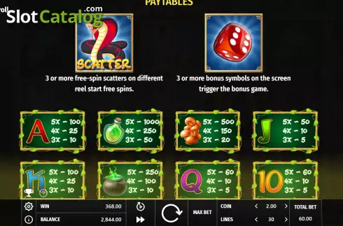 Paytable 2. Rattle Roll slot