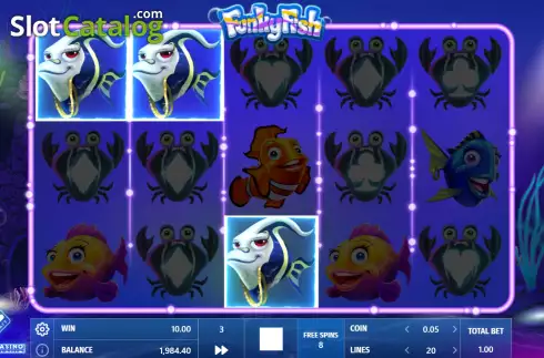 Free Spins screen. Funky Fish slot