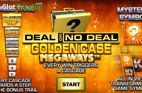 Start Screen. Deal or No Deal Golden Case Megaways slot
