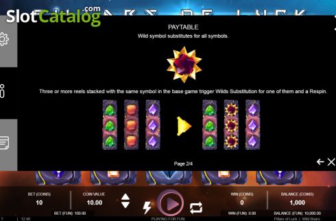 Bildschirm6. Pillars of Luck slot