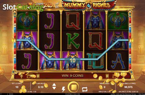 Win screen 3. James Gold and the Mummy Riches slot