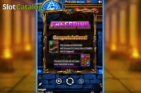 Free Spins Win Screen. Pyramid Rising x33 slot