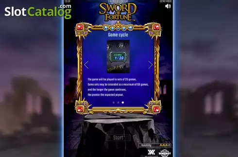 Start Screen. Sword of Fortune slot