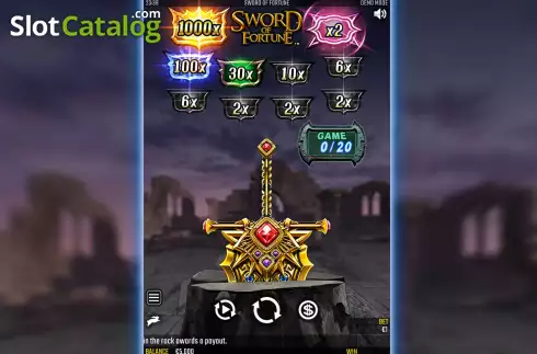 Game Screen. Sword of Fortune slot