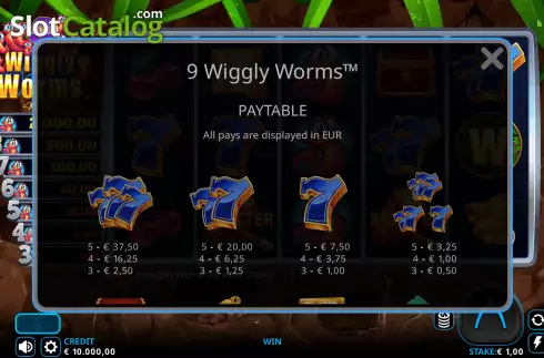 Schermo9. 9 Wiggly Worms slot
