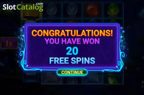 Free Spins Win Screen. Dogwood Magic slot