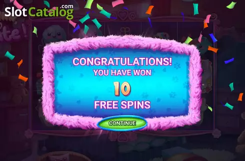 Free Spins Win Screen. Awww, So Cute slot