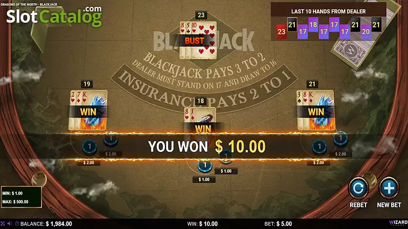 Dragons of the North - Blackjack Win Screen