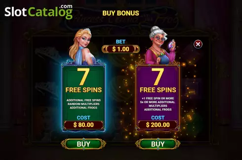 Buy Feature Screen. Princess Celina and the Frog slot