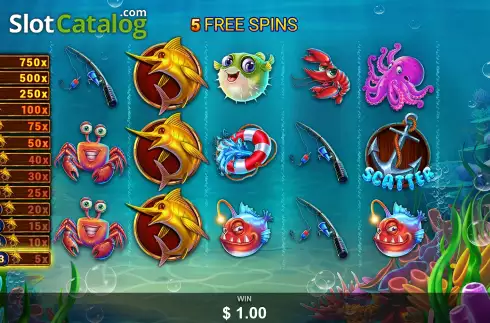 Free Spins Gameplay Screen. Bring in the Fish slot