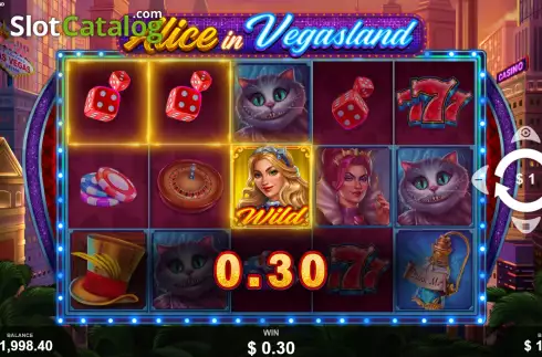 Win Screen. Alice in Vegasland slot