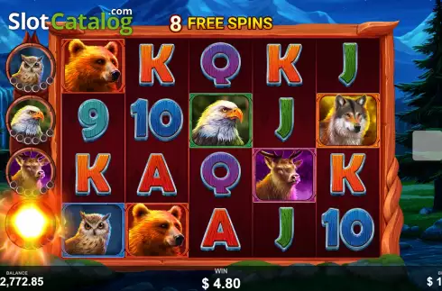 Free Spins Gameplay Screen. Majestic North slot