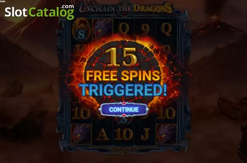 Free Spins Win Screen. Unchain The Dragons slot