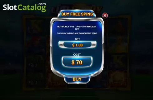Buy Feature Screen. Cup Glory slot