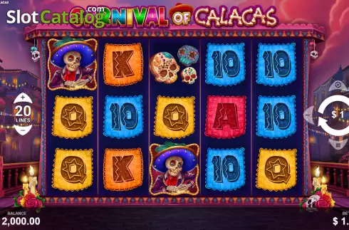 Game Screen. Carnival of Calacas slot