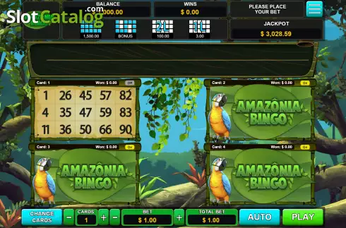Start Screen. Amazonia Bingo slot