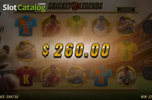 Win Screen. Cricket Legends slot