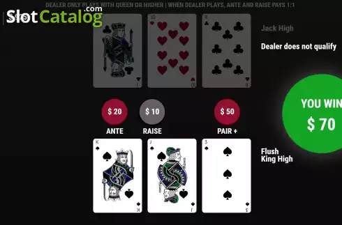 Game Screen 2. Tri Card Poker (Woohoo) slot