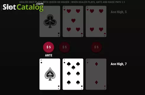 Game Screen. Tri Card Poker (Woohoo) slot