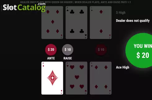 Game Screen 3. Tri Card Poker (Woohoo) slot