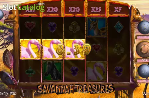 Win screen. Savannah Treasures slot