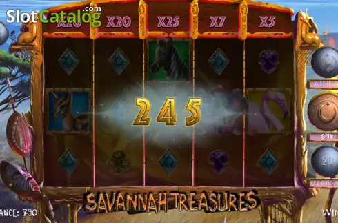 Win screen 2. Savannah Treasures slot
