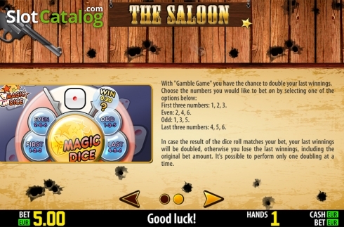 Paytable 2. The Saloon HD slot