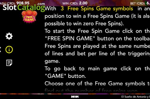 Free Spins feature screen. El Sueno slot