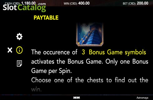 Bonus Game Screen. Astromaya slot