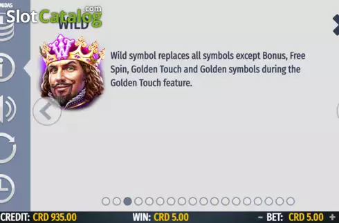 Wild feature screen. King Midas slot