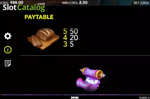 PayTable screen 3. Goblin's Tavern slot