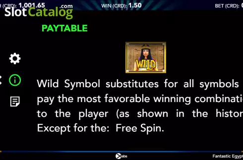 Wild symbol screen. Fantastic Egypt Dice slot