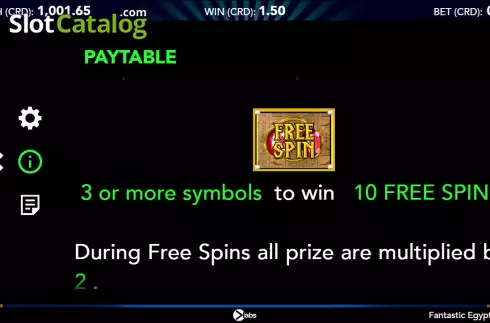 Free Spins feature screen.. Fantastic Egypt Dice slot