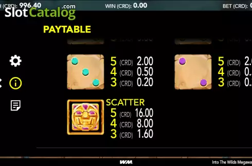 Paytable screen 3. Into The Wilds Megaways Dice slot