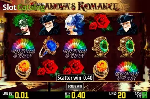 Freespins bonus. Casanova's Romance HD slot