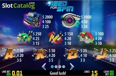 Paytable 1. Need For Spin HD slot