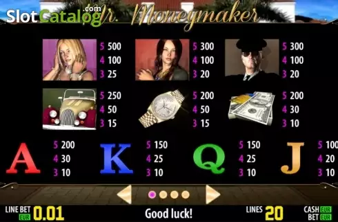 Tabla de pagos 1. Mr. Moneymaker HD Tragamonedas 