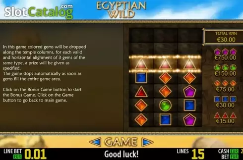 Paytable 3. Egyptian Wild HD slot