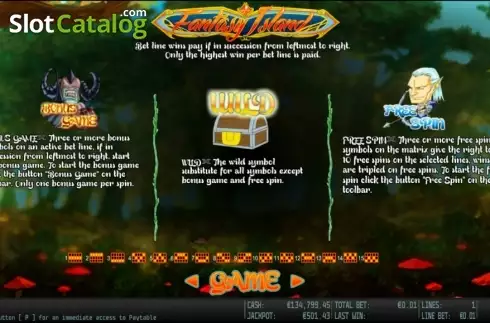 Tabla de pagos 2. Fantasy Island HD Tragamonedas 