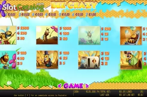 Paytable 1. Bee Crazy HD slot