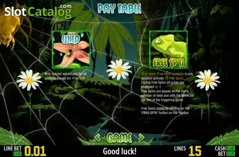 Paytable 2. Insect World HD slot