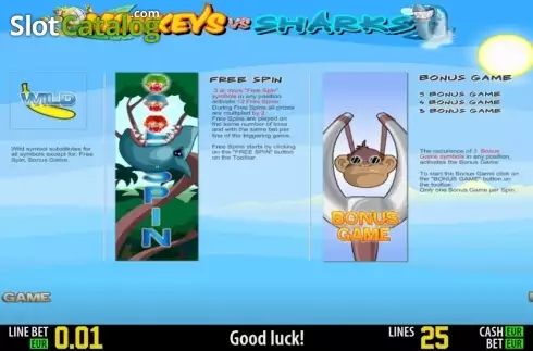 Skärmdump3. Monkeys vs Sharks HD slot