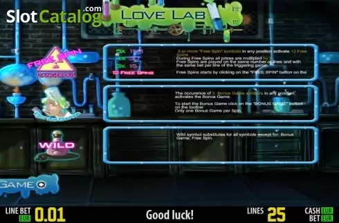 Paytable 2. Love Lab HD slot
