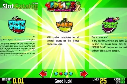 Paytable 2. Fruits Dimension HD slot