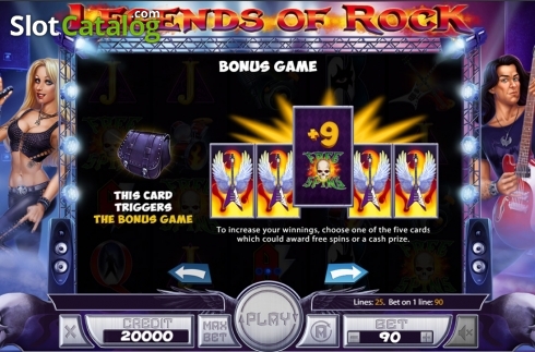 Paytable 2. Legends of Rock slot
