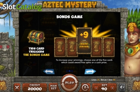 Paytable 2. Aztec Mystery (X Card) slot