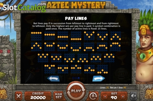 Paytable 3. Aztec Mystery (X Card) slot
