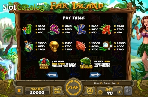 Paytable . Far Island slot